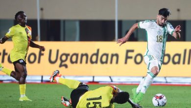 Mohammed Amine Amoura lors du match Ouganda-Algérie